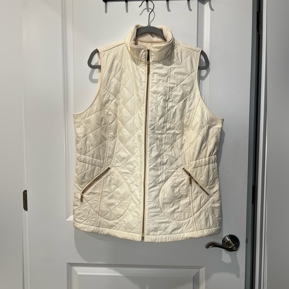 Talbots Women’s Cream Quilted Zip-Up Vest – Gold Hardware – Size X - Picture 1 of 14